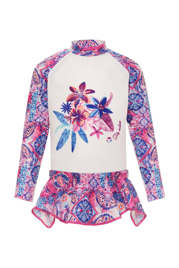 Junior Girl Long Sleeve Rash Guard UPF 50+ SET - SALTY MOTION
